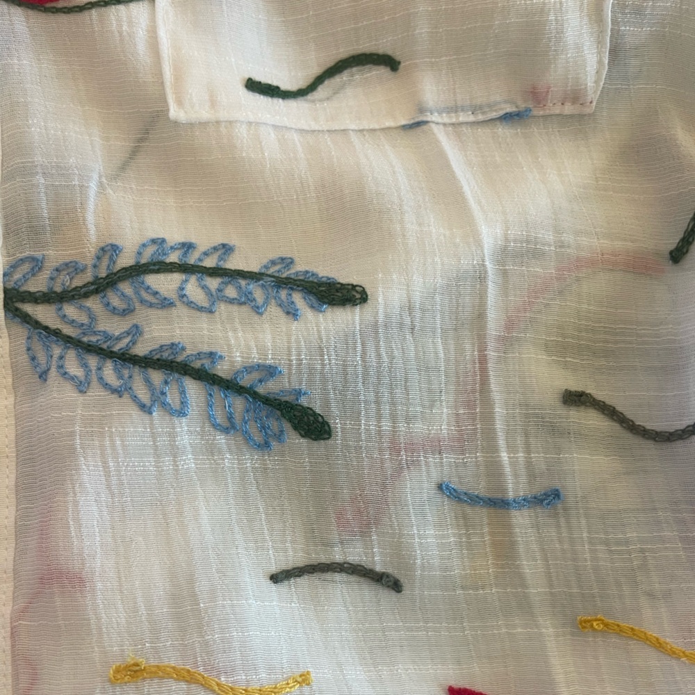 Coastal Embroidered Beach Cover Up Midi Shirt Dress Ocean Theme Lemons Resort S - Picture 7 of 14
